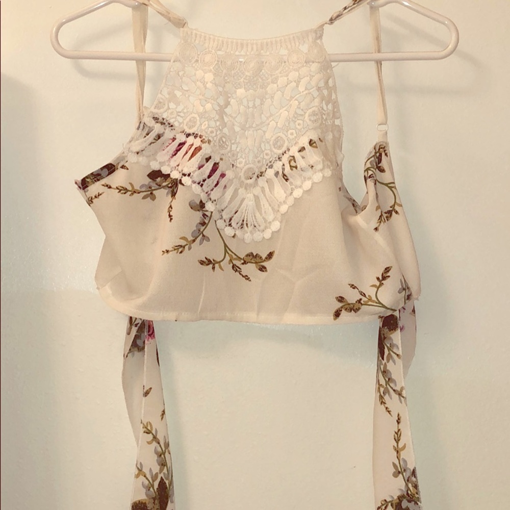 Crop Top Floral Wrap-Around